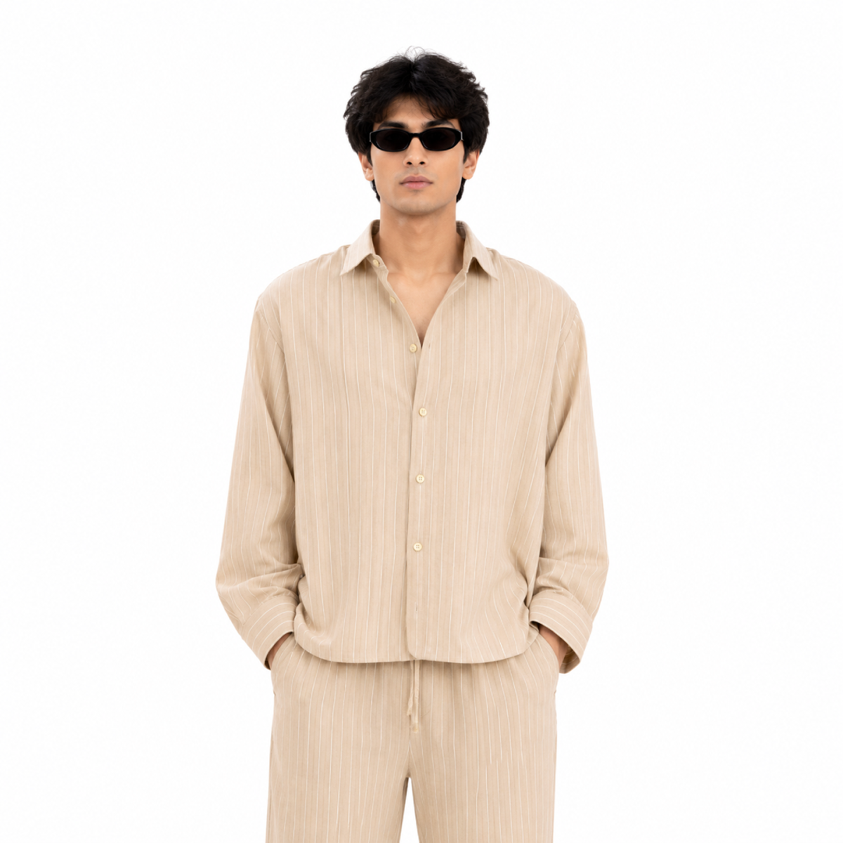 Beige Cotton Linen Relaxed Shirt