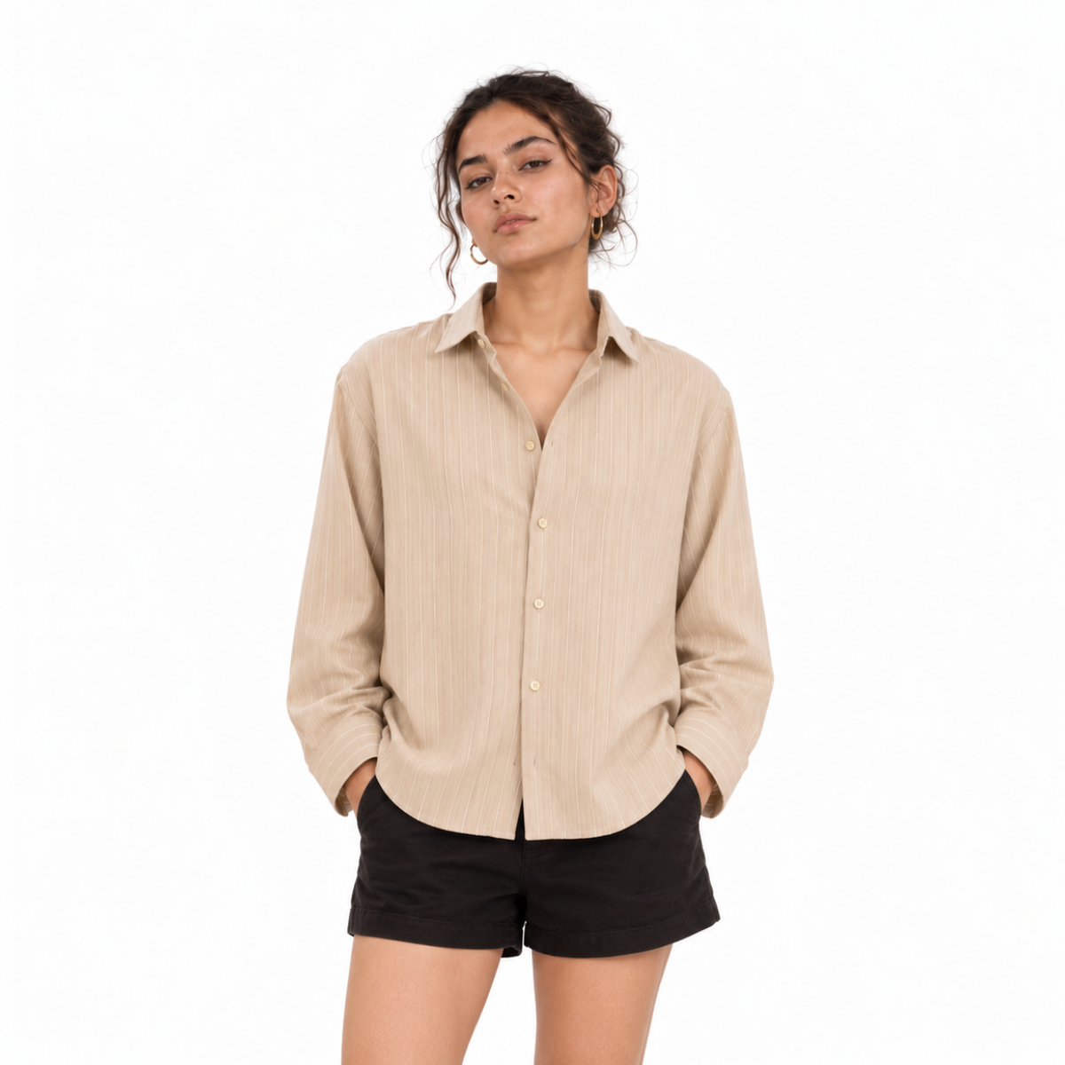 Beige Cotton Linen Relaxed Shirt