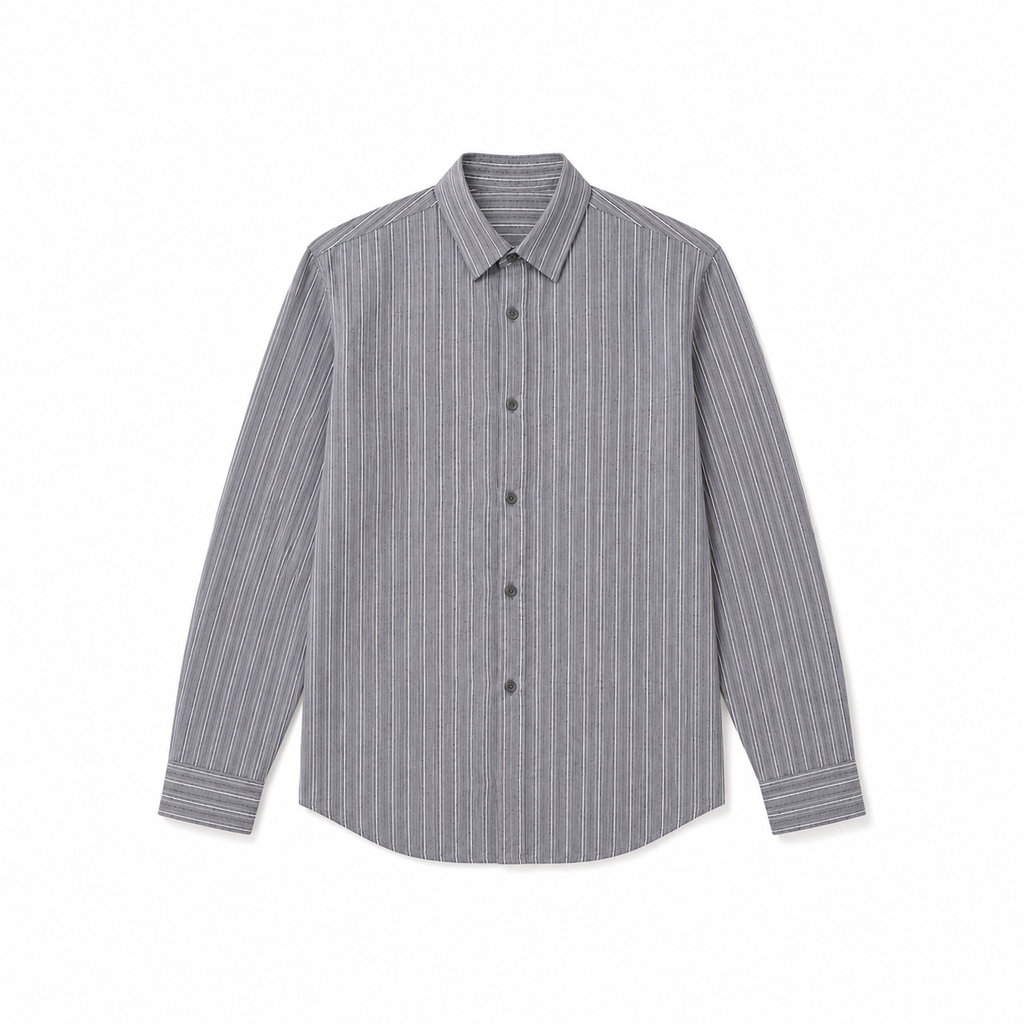 Grey Cotton Linen Relaxed Shirt
